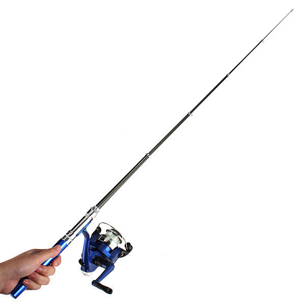Telescopic Pocket Pen Fishing Pole Reel Set Fishing Rod Reel Combo Black  O7C6